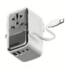 Momax หัวชาร์จ+หัวแปลงปลั๊กไฟ รุ่น 1-World+ Flow 4-Port 35W พร้อมสาย USB-C ในตัว - สี White