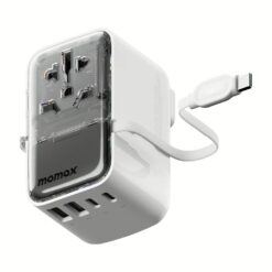 Momax หัวชาร์จ+หัวแปลงปลั๊กไฟ รุ่น 1-World+ Flow 4-Port 35W พร้อมสาย USB-C ในตัว - สี White
