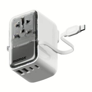 Momax หัวชาร์จ+หัวแปลงปลั๊กไฟ รุ่น 1-World+ Flow 4-Port 35W พร้อมสาย USB-C ในตัว - สี White