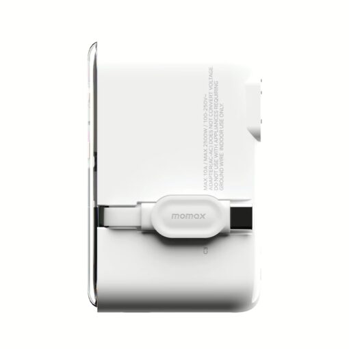 Momax หัวชาร์จ+หัวแปลงปลั๊กไฟ รุ่น 1-World+ Flow 4-Port 35W พร้อมสาย USB-C ในตัว - สี White - Image 3