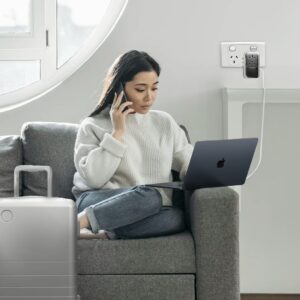 Momax หัวชาร์จ+หัวแปลงปลั๊กไฟ รุ่น 1-World+ Flow 4-Port 35W พร้อมสาย USB-C ในตัว - สี White
