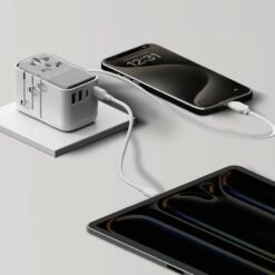 Momax หัวชาร์จ+หัวแปลงปลั๊กไฟ รุ่น 1-World+ Flow 4-Port 35W พร้อมสาย USB-C ในตัว - สี White