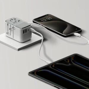 Momax หัวชาร์จ+หัวแปลงปลั๊กไฟ รุ่น 1-World+ Flow 4-Port 35W พร้อมสาย USB-C ในตัว - สี White