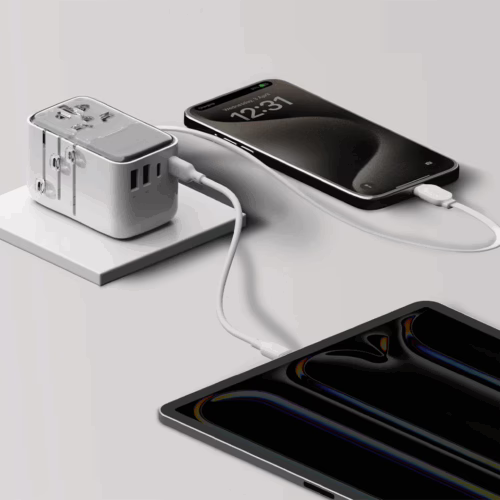 Momax หัวชาร์จ+หัวแปลงปลั๊กไฟ รุ่น 1-World+ Flow 4-Port 35W พร้อมสาย USB-C ในตัว - สี White