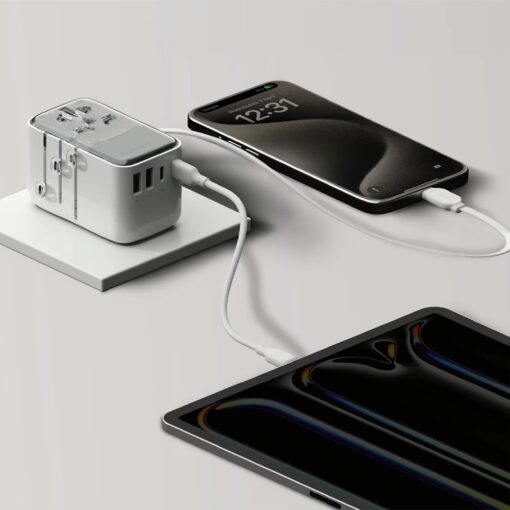 Momax หัวชาร์จ+หัวแปลงปลั๊กไฟ รุ่น 1-World+ Flow 4-Port 35W พร้อมสาย USB-C ในตัว - สี White - Image 5