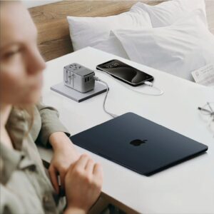 Momax หัวชาร์จ+หัวแปลงปลั๊กไฟ รุ่น 1-World+ Flow 4-Port 35W พร้อมสาย USB-C ในตัว - สี White