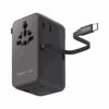Momax หัวชาร์จ+หัวแปลงปลั๊กไฟ รุ่น 1-World2+ AC 2 ช่อง 4-Port GaN 100W รองรับ Plug Type-A พร้อมสายในตัว - สี Black