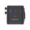 Momax หัวชาร์จ+หัวแปลงปลั๊กไฟ รุ่น 1-World2+ AC 2 ช่อง 4-Port GaN 100W รองรับ Plug Type-A พร้อมสายในตัว - สี Black