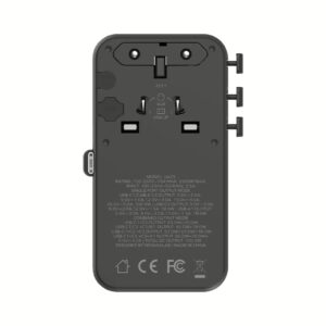 Momax หัวชาร์จ+หัวแปลงปลั๊กไฟ รุ่น 1-World2+ AC 2 ช่อง 4-Port GaN 100W รองรับ Plug Type-A พร้อมสายในตัว - สี Black