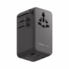 Momax หัวชาร์จ+หัวแปลงปลั๊กไฟ รุ่น 1-World2+ AC 2 ช่อง 4-Port GaN 100W รองรับ Plug Type-A พร้อมสายในตัว - สี Black
