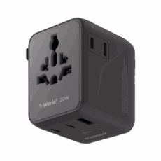 Momax หัวชาร์จ+หัวแปลงปลั๊กไฟ รุ่น 1-World2 AC 2 ช่อง 3-Port PD65W+ GAN 20W+USB-A18W รองรับ Plug Type-A - สี Black