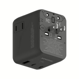 Momax หัวชาร์จ+หัวแปลงปลั๊กไฟ รุ่น 1-World2 AC 2 ช่อง 3-Port PD65W+ GAN 20W+USB-A18W รองรับ Plug Type-A - สี Black