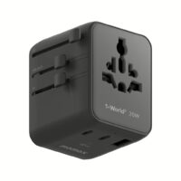 Momax หัวชาร์จ+หัวแปลงปลั๊กไฟ รุ่น 1-World2 AC 2 ช่อง 3-Port PD65W+ GAN 20W+USB-A18W รองรับ Plug Type-A - สี Black
