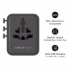 Momax หัวชาร์จ+หัวแปลงปลั๊กไฟ รุ่น 1-World2 AC 2 ช่อง 3-Port PD65W+ GAN 20W+USB-A18W รองรับ Plug Type-A - สี Black