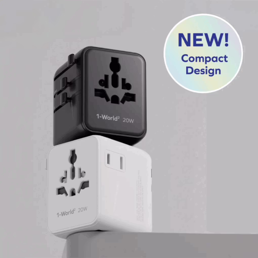 Momax หัวชาร์จ+หัวแปลงปลั๊กไฟ รุ่น 1-World2 AC 2 ช่อง 3-Port PD65W+ GAN 20W+USB-A18W รองรับ Plug Type-A - สี Black
