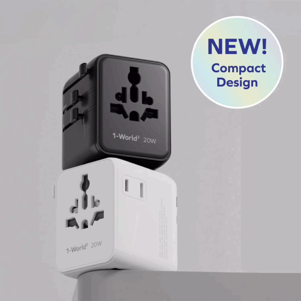 Momax หัวชาร์จ+หัวแปลงปลั๊กไฟ รุ่น 1-World2 AC 2 ช่อง 3-Port PD65W+ GAN 20W+USB-A18W รองรับ Plug Type-A - สี White