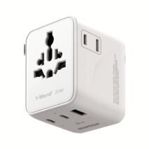 Momax หัวชาร์จ+หัวแปลงปลั๊กไฟ รุ่น 1-World2 AC 2 ช่อง 3-Port PD65W+ GAN 20W+USB-A18W รองรับ Plug Type-A - สี White