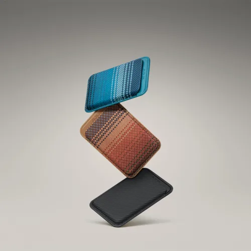 Pitaka รุ่น Magnetic Woven Wallet - ที่เก็บบัตรติดหลังมือถือ - สี Black/Grey
