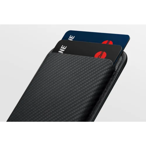 Pitaka รุ่น Magnetic Woven Wallet - ที่เก็บบัตรติดหลังมือถือ - สี Black/Grey