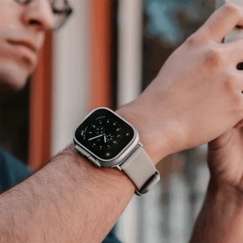 Sandmarc รุ่น Leather - สายนาฬิกา Apple Watch 44/45/46/49mm - สี Sand (Silver Hardware)