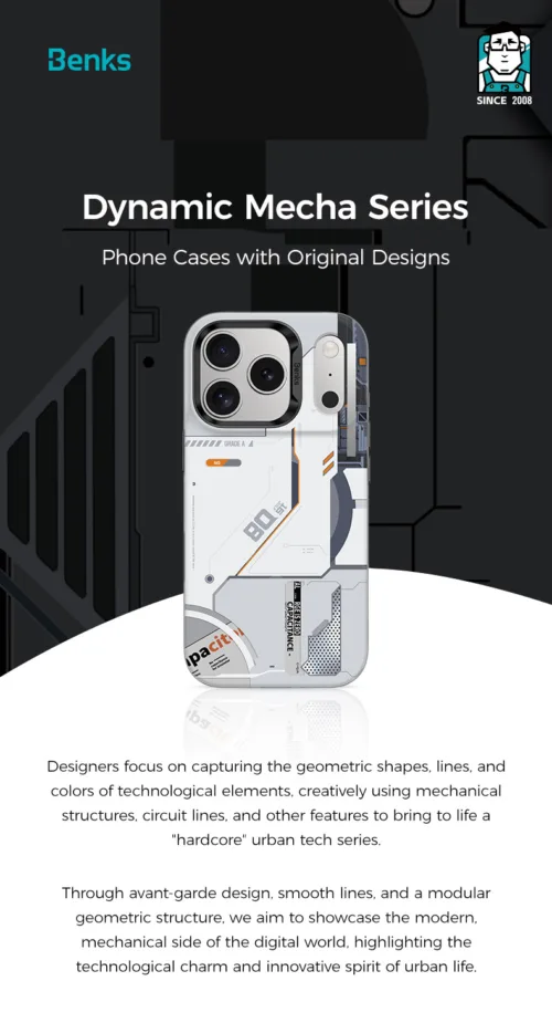 Benks รุ่น Mecha (Magnetic) with Camera Control - เคส iPhone 17 Pro - สี White - Image 2