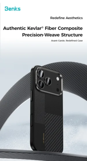 Benks รุ่น ArmorPro Montage Kevlar® with Camera Control - เคส iPhone 17 Pro - สี Black