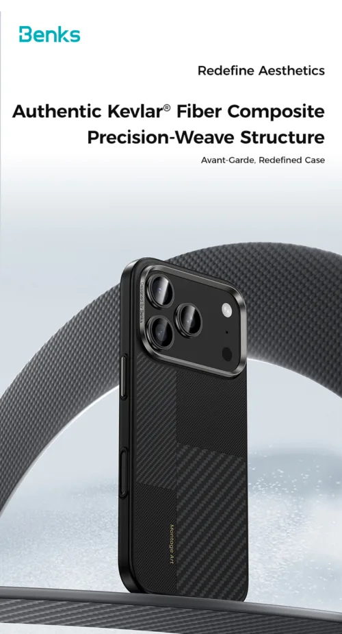 Benks รุ่น ArmorPro Montage Kevlar® with Camera Control - เคส iPhone 17 Pro - สี Black - Image 2
