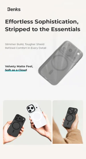 Benks รุ่น Lucid Armor (Magnetic) with Camera Control - เคส iPhone 17 Air - สี Black