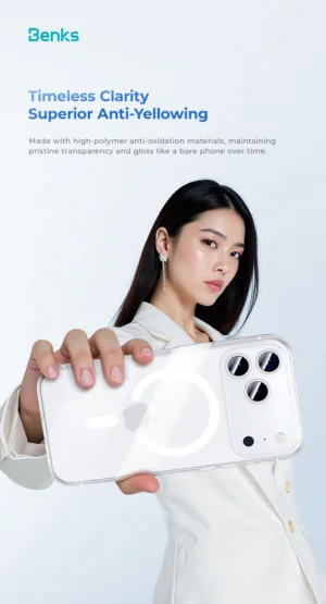 Benks รุ่น MagClap Crystal with Camera Control - เคส iPhone 17 Pro - สี Transparent
