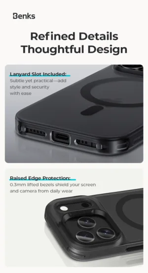 Benks รุ่น Lucid Armor (Magnetic) with Camera Control - เคส iPhone 17 Air - สี Black