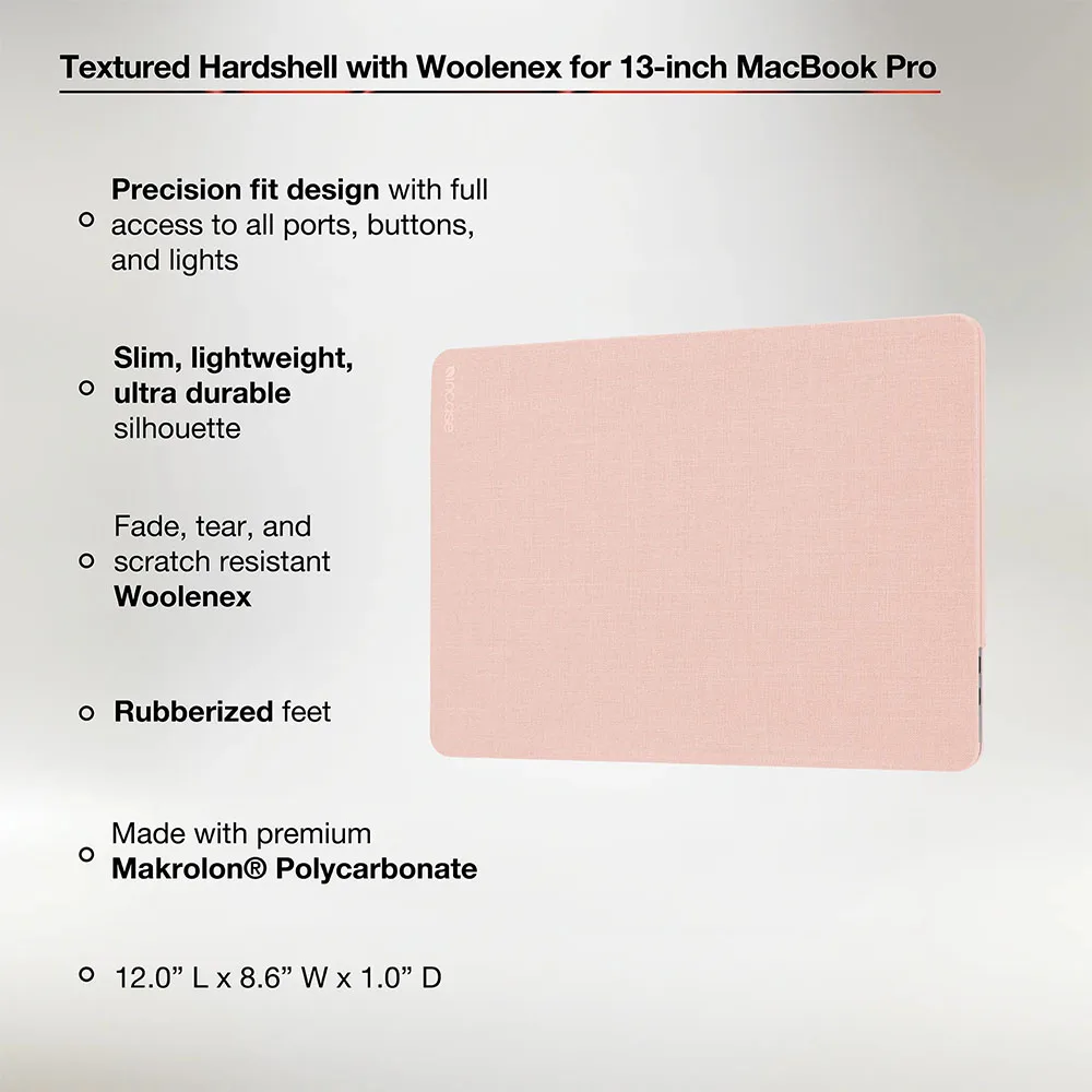 Incase รุ่น Textured Hardshell with Woolenex - เคส MacBook Pro 13" (M1/M2, 2020-2022) - สี Blush Pink 7 Incase รุ่น Textured Hardshell with Woolenex - เคส MacBook Pro 13" (M1/M2, 2020-2022) - สี Blush Pink - Image 7