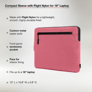 Incase รุ่น Compact Sleeve in Flight Nylon Thunderbolt (USB-C) - ซองใส่แล็ปท็อป MacBook Pro 15"/ MacBook Pro 16" (M1-M4, 2016-2024) - สี Burnt Coral