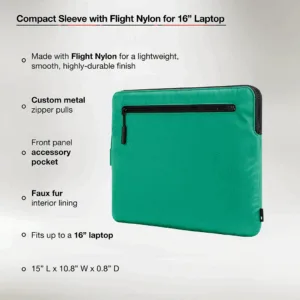 Incase รุ่น Compact Sleeve in Flight Nylon Thunderbolt (USB-C) - ซองใส่แล็ปท็อป MacBook Pro 15"/ MacBook Pro 16" (M1-M4, 2016-2024) - สี Ocean Jade