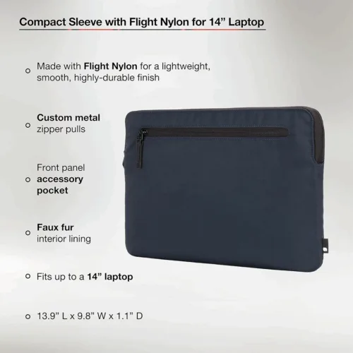 Incase รุ่น Compact Sleeve in Flight Nylon - ซองใส่แล็ปท็อป MacBook Pro 14" (M1-M4, 2021-2024) - สี Navy - Image 3