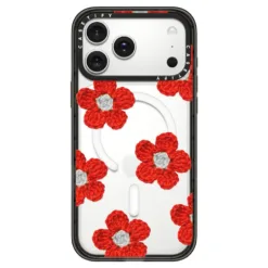 Casetify รุ่น Impact Case (Magsafe) - เคส iPhone 17 Pro Max - ลาย Crochet Flowers Red