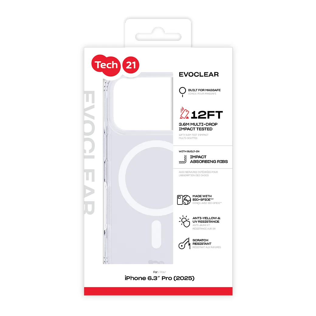 Tech21 รุ่น EvoClear (MagSafe) - เคส iPhone 17 Pro - สี Clear 13 Tech21 รุ่น EvoClear (MagSafe) - เคส iPhone 17 Pro - สี Clear - Image 13