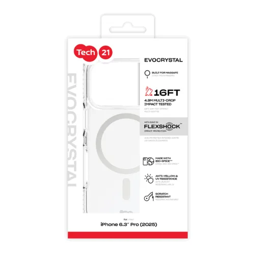 Tech21 รุ่น EvoCrystal (MagSafe) - เคส iPhone 17 Pro - สี Clear/Metalic Silver - Image 7
