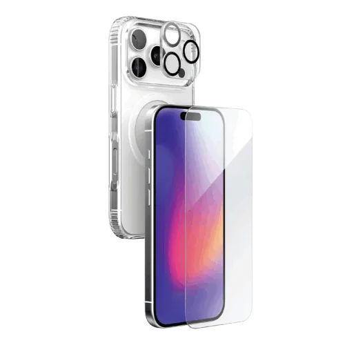 Tech21 รุ่น EvoLite (MagSafe) - เซ็ตเคส+ฟิล์ม+แผ่นเลนส์ iPhone 17 Pro - สี Clear
