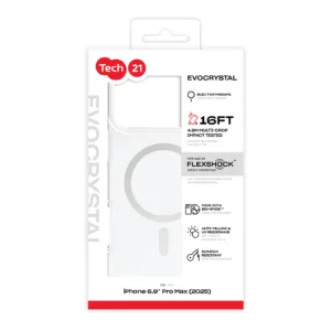 Tech21 รุ่น EvoCrystal (MagSafe) - เคส iPhone 17 Pro Max - สี Clear/Metalic Silver