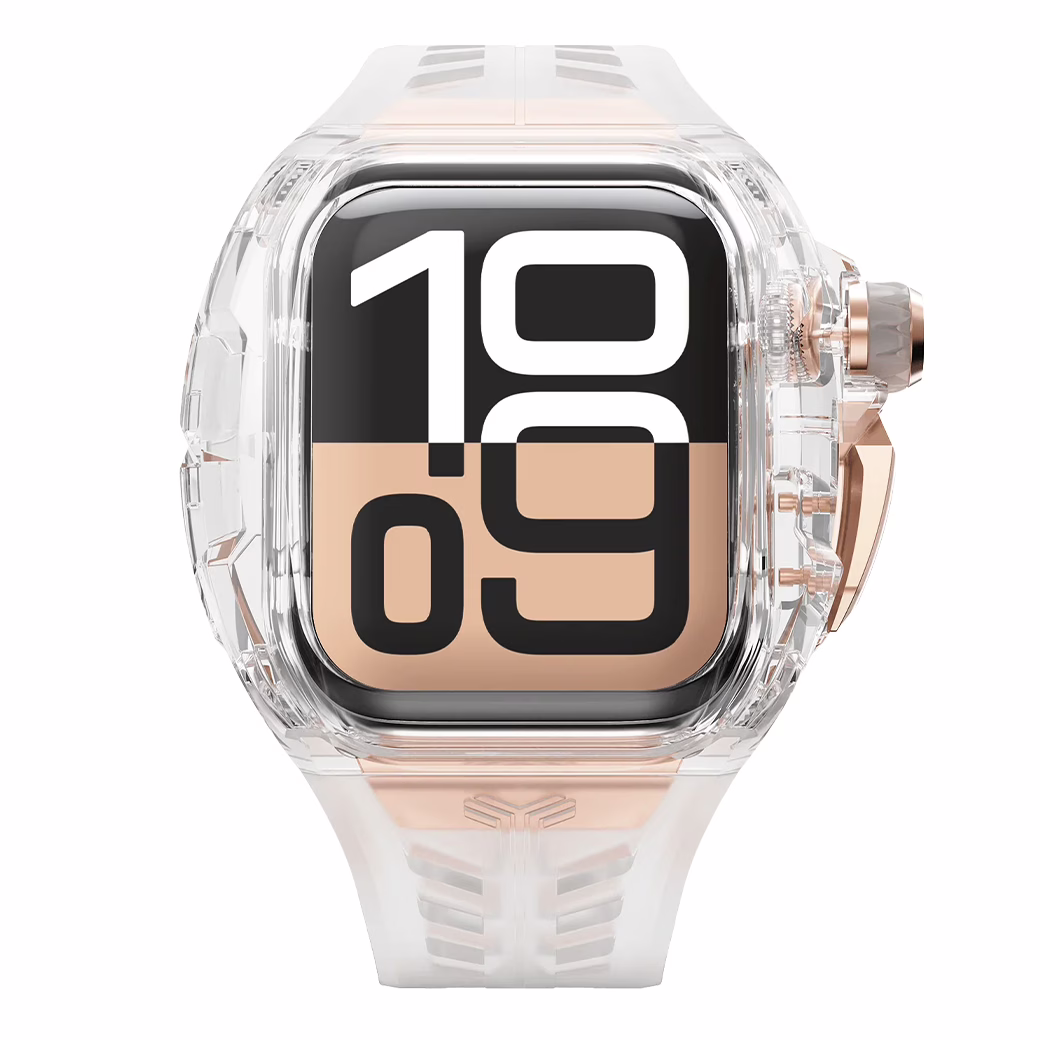 Y24 รุ่น BELLEVUE - เซ็ตเคสและสายนาฬิกา Apple Watch (46mm) - สี Transparent/Rose Gold