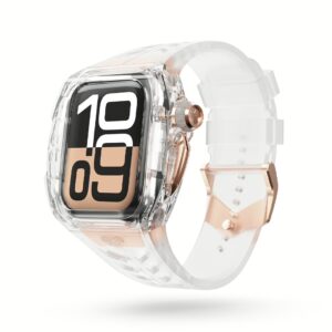 Y24 รุ่น BELLEVUE - เซ็ตเคสและสายนาฬิกา Apple Watch (46mm) - สี Transparent/Rose Gold