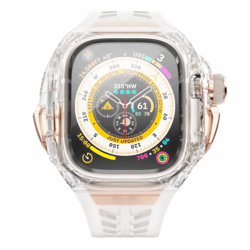 Y24 รุ่น BELLEVUE - เซ็ตเคสและสายนาฬิกา Apple Watch (49mm) - สี Transparent/Rose Gold