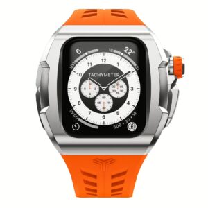 Y24 รุ่น SHIBUYA - เซ็ตเคสและสายนาฬิกา Apple Watch (45mm) - สี Silver/Orange