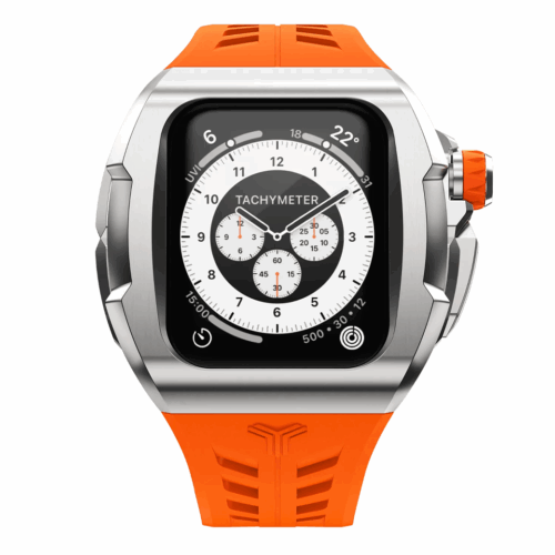 Y24 รุ่น SHIBUYA - เซ็ตเคสและสายนาฬิกา Apple Watch (45mm) - สี Silver/Orange