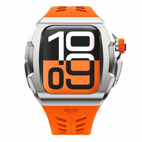 Y24 รุ่น SHIBUYA - เซ็ตเคสและสายนาฬิกา Apple Watch (46mm) - สี Silver/Orange