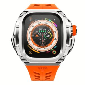 Y24 รุ่น SHIBUYA - เซ็ตเคสและสายนาฬิกา Apple Watch (49mm) - สี Silver/Orange