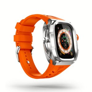 Y24 รุ่น SHIBUYA - เซ็ตเคสและสายนาฬิกา Apple Watch (49mm) - สี Silver/Orange