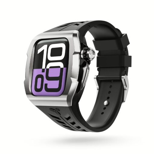 Y24 รุ่น XINYI - เซ็ตเคสและสายนาฬิกา Apple Watch (46mm) - สี Silver/Black - Image 2