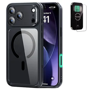 ESR รุ่น Classic Hybrid Case (Camera Control Button) - Bundle Set - เคส+ฟิล์ม iPhone 17 Pro Max - สี Clear Black