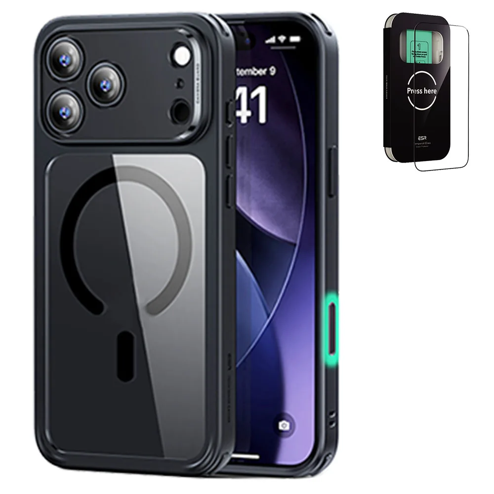 ESR รุ่น Classic Hybrid Case (Camera Control Button) - Bundle Set - เคสรวมฟิล์มในชุด iPhone 17 Pro - สี Clear Black 1 ESR รุ่น Classic Hybrid Case (Camera Control Button) - Bundle Set - เคสรวมฟิล์มในชุด iPhone 17 Pro - สี Clear Black